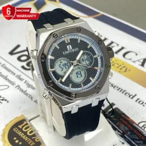 Luxury Octagonal Dial Dual Time Multifunctional Watch With Silicone St
