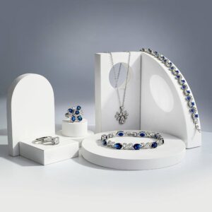 Ring Necklace Earring Bracelet Holder | White Foam Geometry Blocks | Sollid Foam Light Weight Set of 7 Colour White